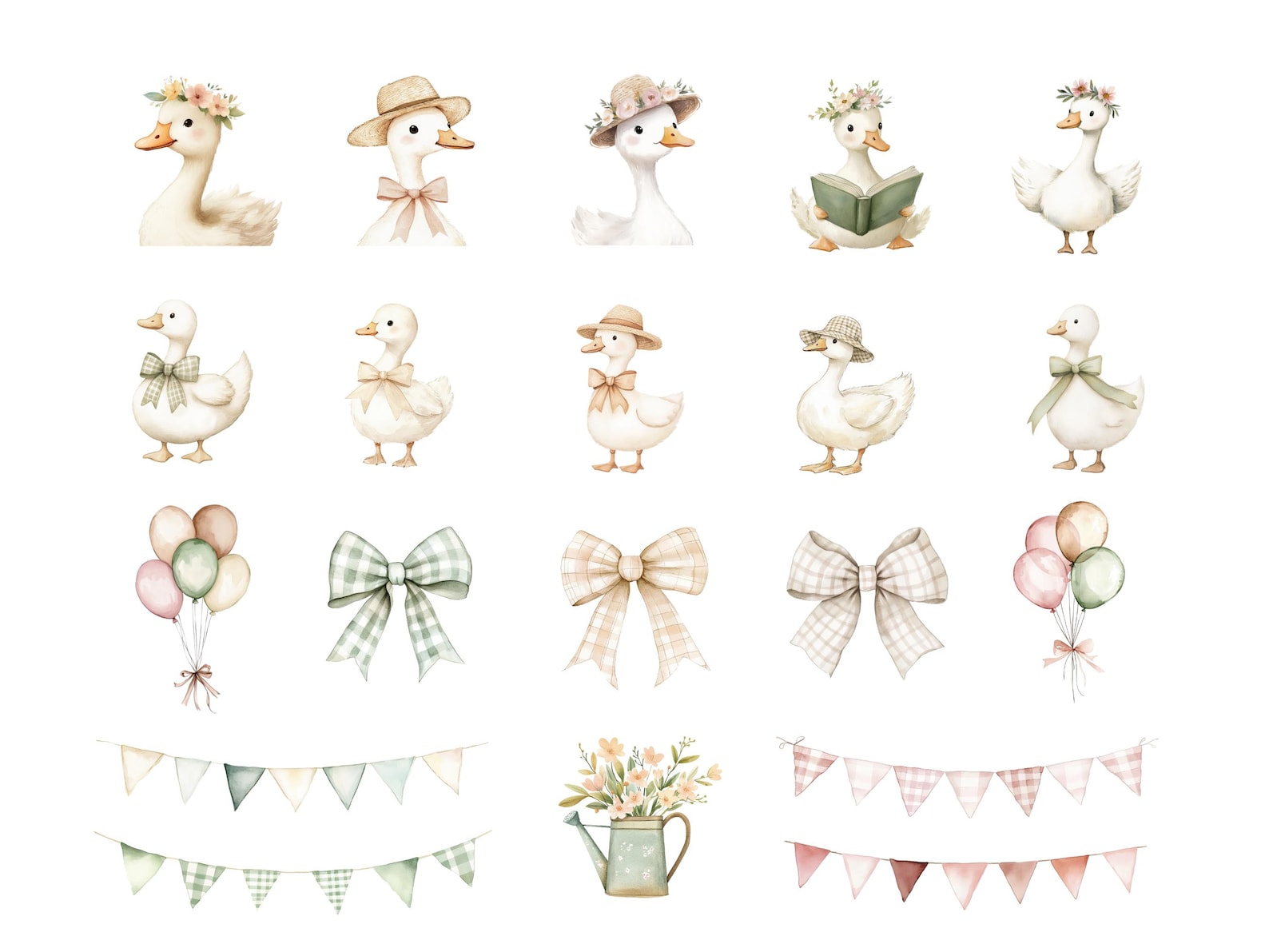 Silly Goose Clipart | Spring Vintage Cottagecore, Whimsical Cute ...