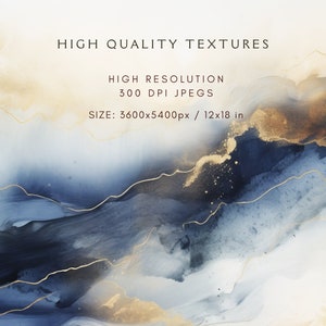 May include: Abstract digital art print with blue and gold watercolor textures. The image is 3600 pixels wide by 5400 pixels tall, or 12 inches by 18 inches. High resolution, 300 DPI JPEG.
