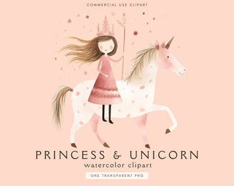 Unicorn Clipart | Unicorn Vector | Kids Clip Art | Cute Fairy Tale Clipart Images | Watercolor Clipart | Princess Clipart | Pastel Unicorn