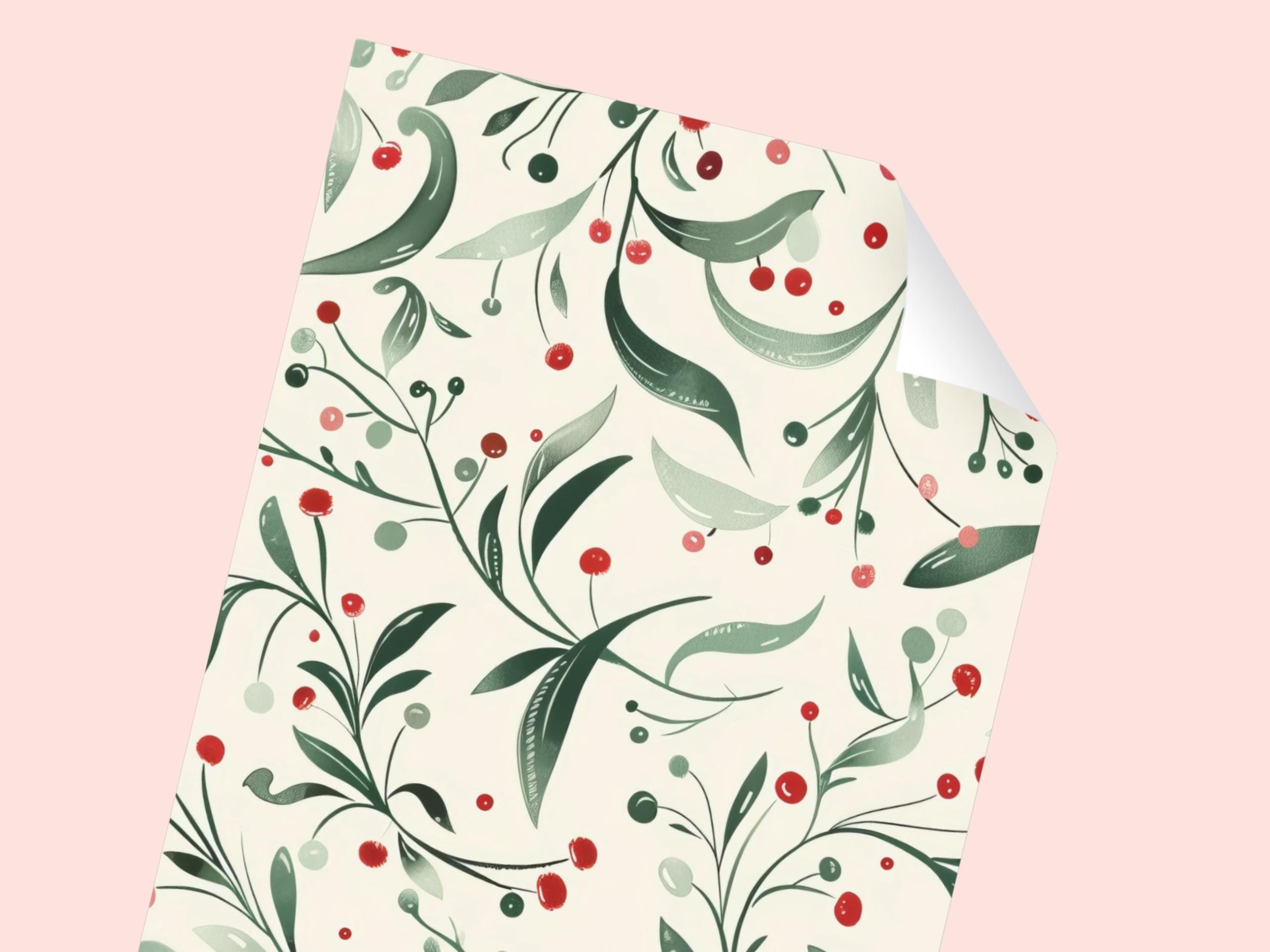 Holly Repeat Pattern Holly Seamless Pattern | Ditsy Christmas Design | Vintage Winter ...