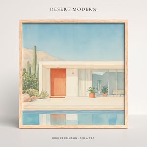 Mid Century Modern Wall Art | Palm Springs | Colorful Desert House Print | Retro Poolside Decor | Digital Download | Printable Aesthetic