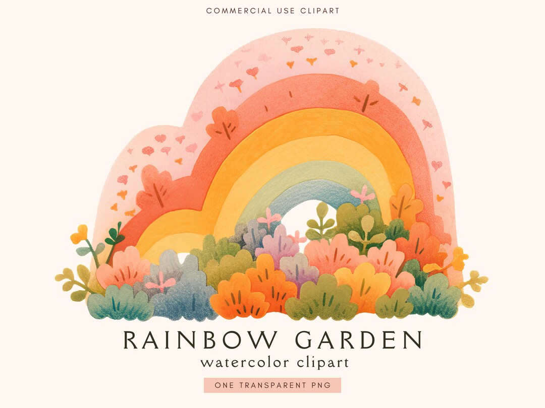 Pink Boho Rainbow Clipart | Rainbow Garden | Cute Nursery Clipart ...