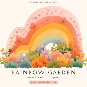 Clipart arc-en-ciel bohème rose | Jardin arc-en-ciel | Clipart mignon de chambre d'enfant | Clipart bohème | Clipart baby shower | PNG | Fabrication de cartes | Scrapbooking