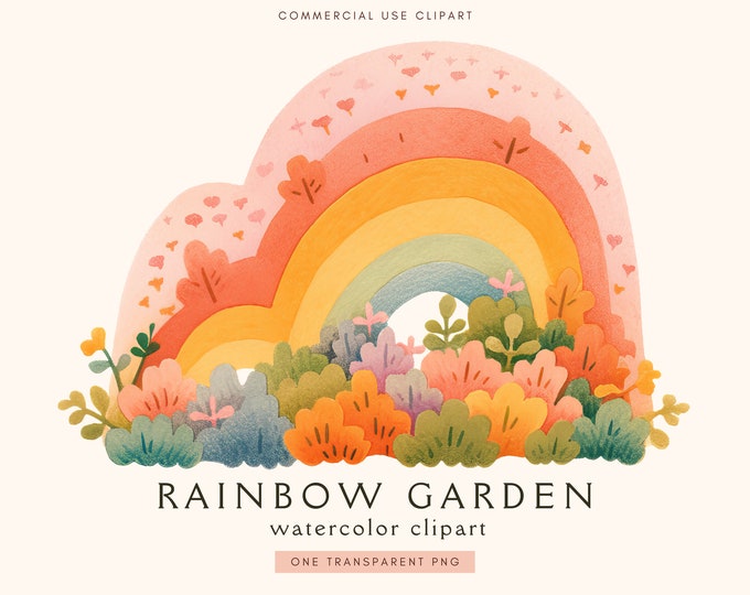 Boho Rainbow Floral Clipart Set, Boho Rainbow, Natural Colors, Pastel ...