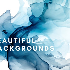 May include: Abstract blue watercolor background with the text "BEAUTIFUL BACKGROUNDS" in white.
