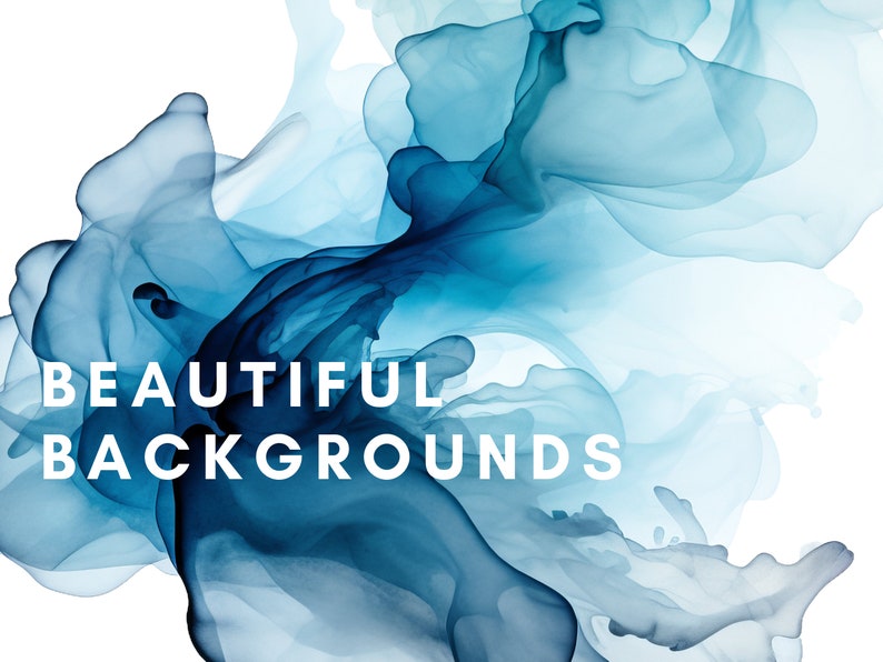 May include: Abstract blue watercolor background with the text "BEAUTIFUL BACKGROUNDS" in white.