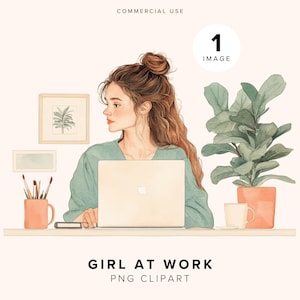 Lady Boss Clipart | Girl Boss Clipart | Business Woman PNG | Cute Fashion Girl | Boss Babe | Home Office Clipart | Planner | Illustration