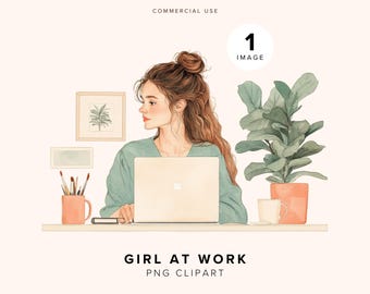Lady Boss Clipart | Girl Boss Clipart | Business Woman PNG | Cute Fashion Girl | Boss Babe | Home Office Clipart | Planner | Illustration