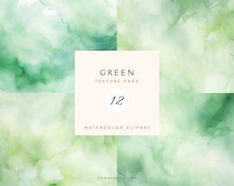 Green Watercolour Texture Clip Art | Digital Paper Pack | Washes Pack Clipart | Background | Commercial use | Transparent Pngs | Scrapbook