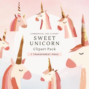 Unicorn Clipart | Unicorn Png File | Commercial Use | Baby Unicorn | Children Invitation | Unicorn Illustration | Cute | Junk Journal
