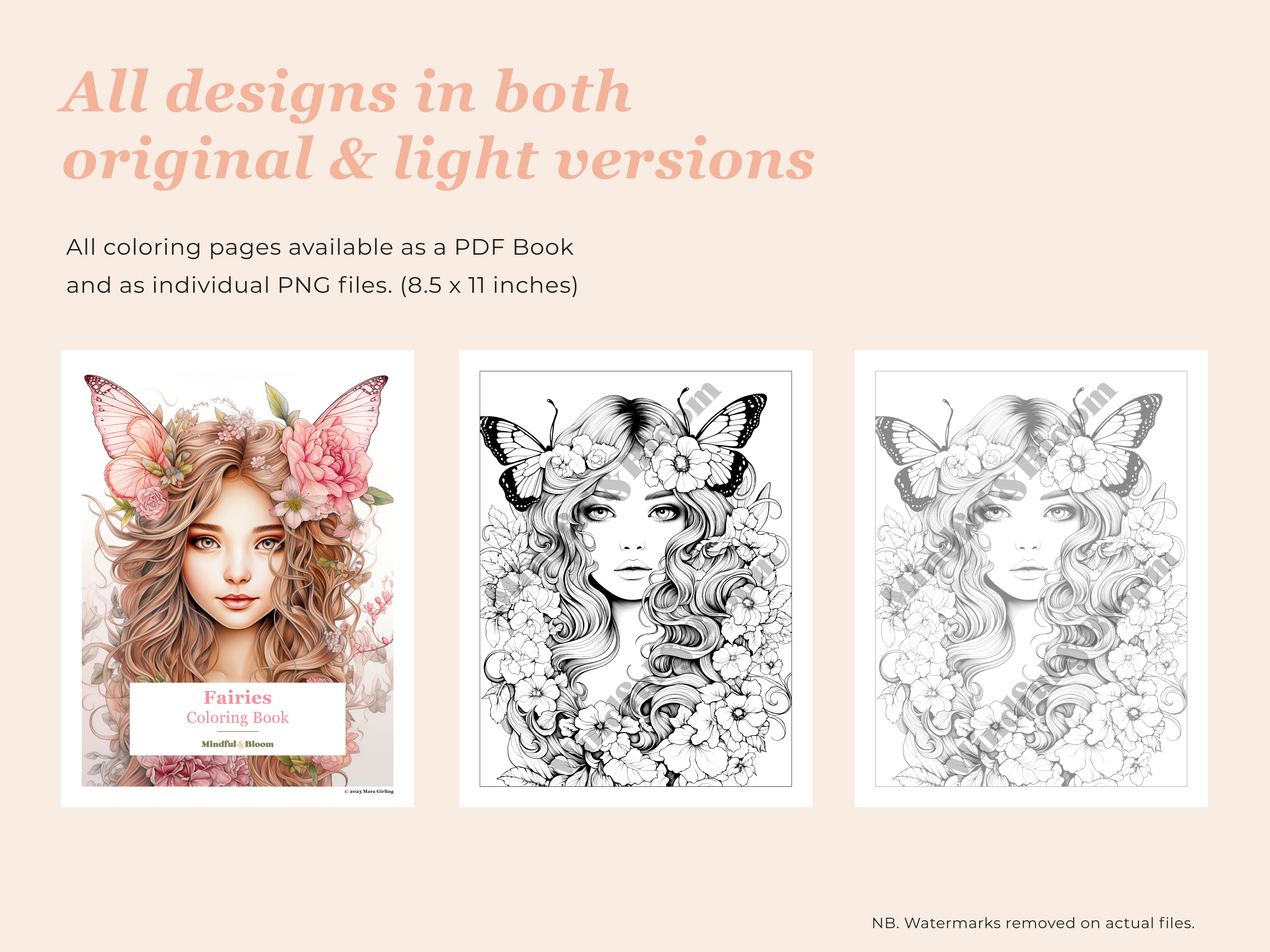 Printable Mindfulness Coloring Book Fairies Coloring Pages Adult ...