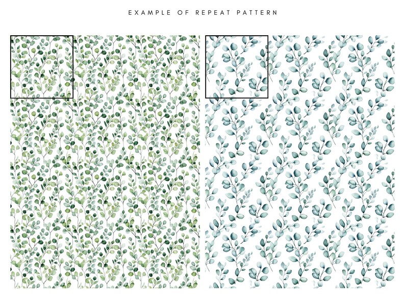 Eucalyptus Greenery Seamless Pattern | Leaf Digital Paper | Junk ...