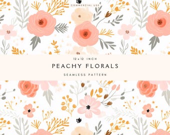 Digitaal papier met pastelbloemen | Naadloze aquarelpatronen | Afdrukbare knutselbenodigdheden | Bloemenachtergronden | Plakboeken en knutselen | Roze: