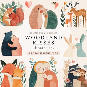Valentijnsdag-clipart | Bosdieren, png PNGEgg | Schattige dierenkusjes | Perfect voor kaarten en knutselen | Liefdesillustraties | Romantische graphics