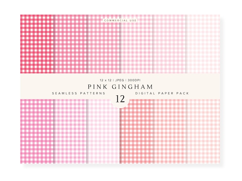 Pastel Gingham Seamless Digital Paper Bundle | Scrapbooking Pattern ...