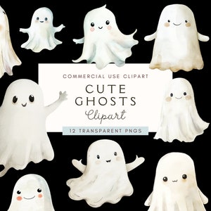 Niedliche Geister Clipart Pack | Gruseliger Geist Halloween Clipart | Kind Halloween Png | Kinder Clip Art | Digitale Aufkleber | Motiv | Kommerzielle Nutzung