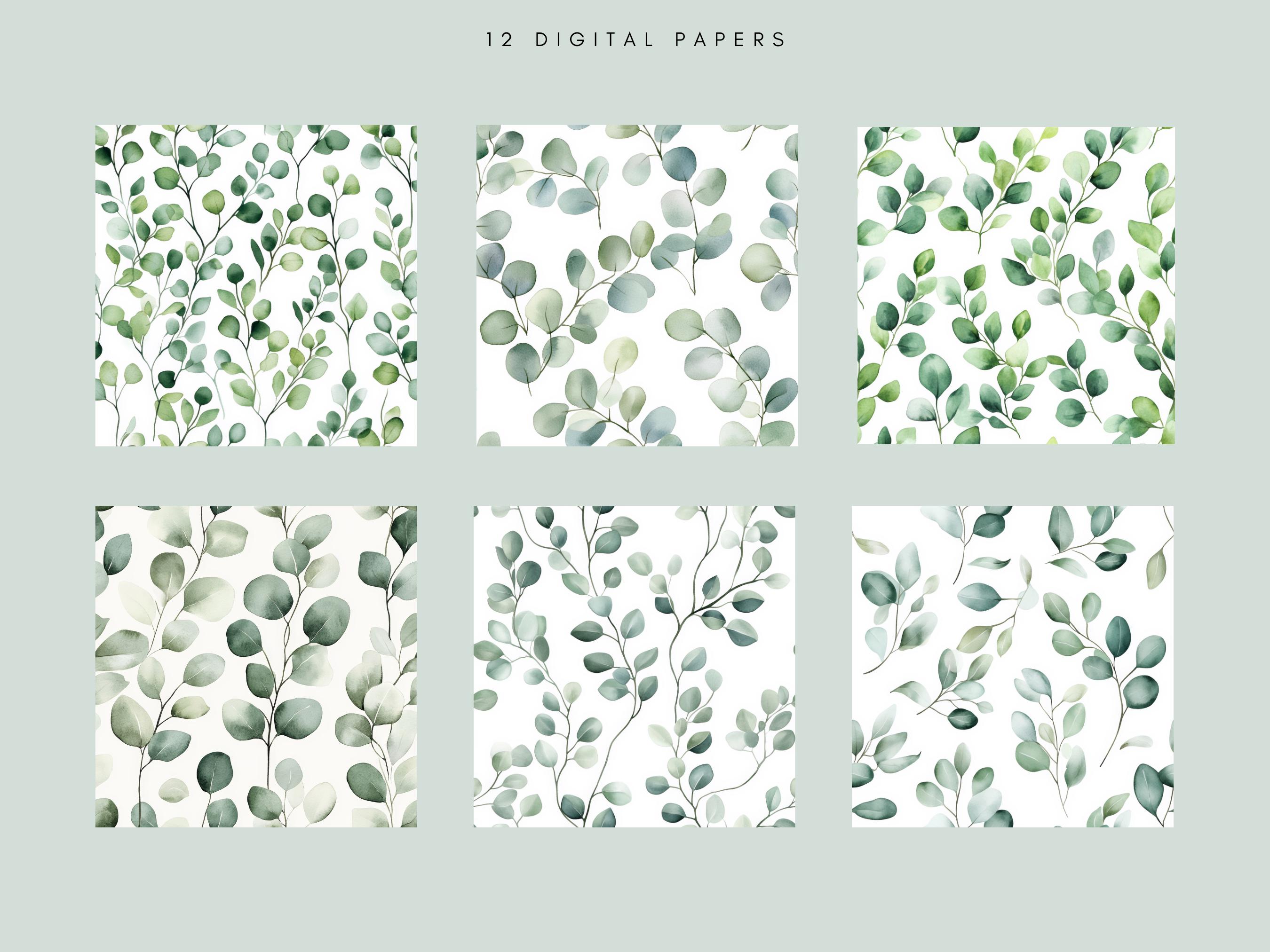 Eucalyptus Greenery Seamless Pattern | Leaf Digital Paper | Junk ...