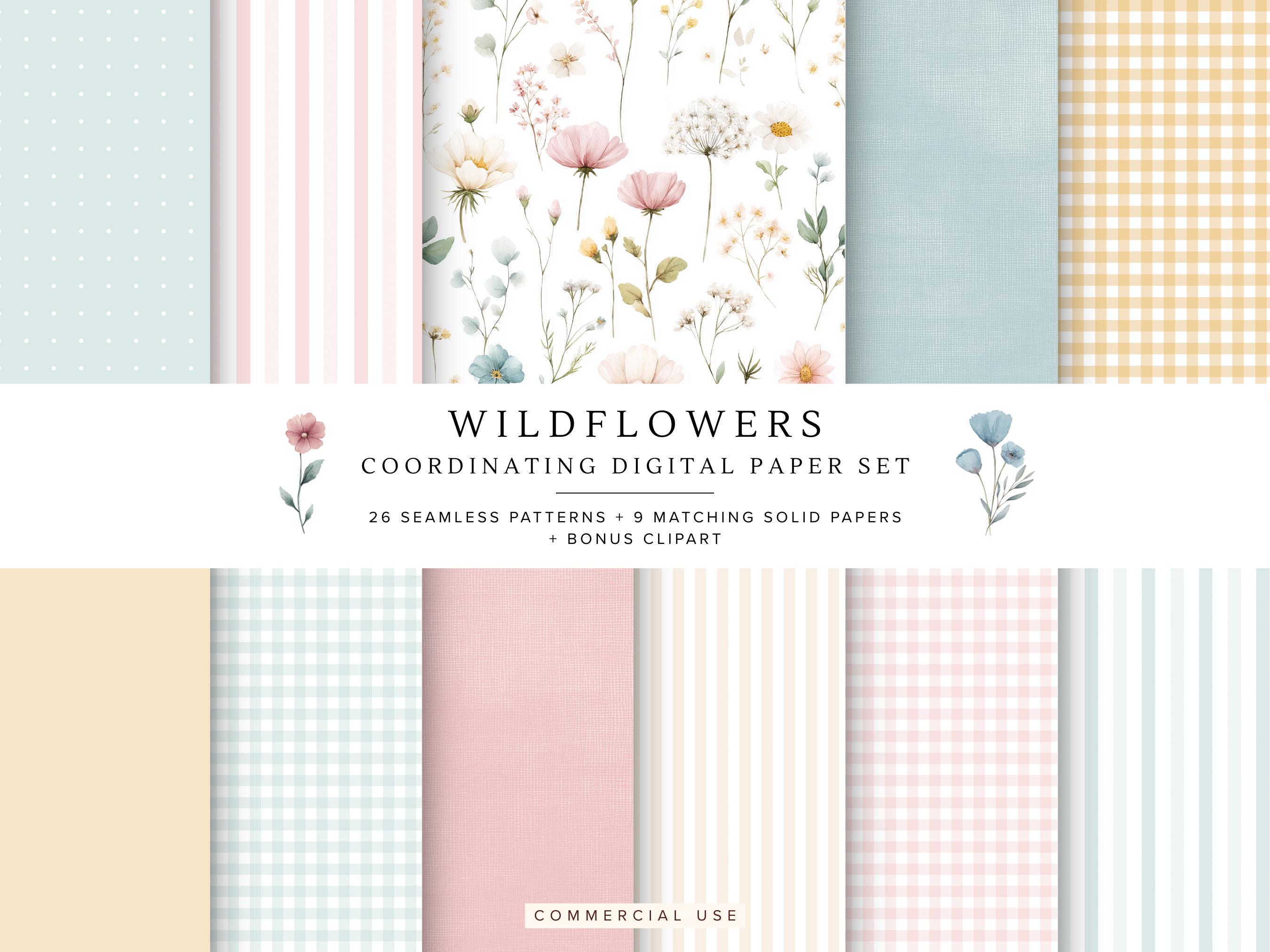 Seamless Pattern Wildflowers Pastel | Boho Floral Digital Paper ...