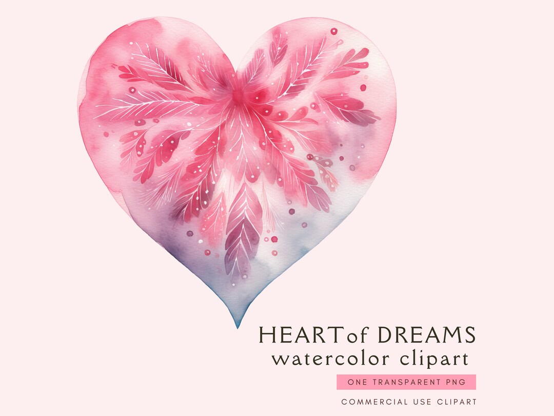 Floral Heart Shape Clipart Watercolor Hearts Clipart Png Digital Paper ...