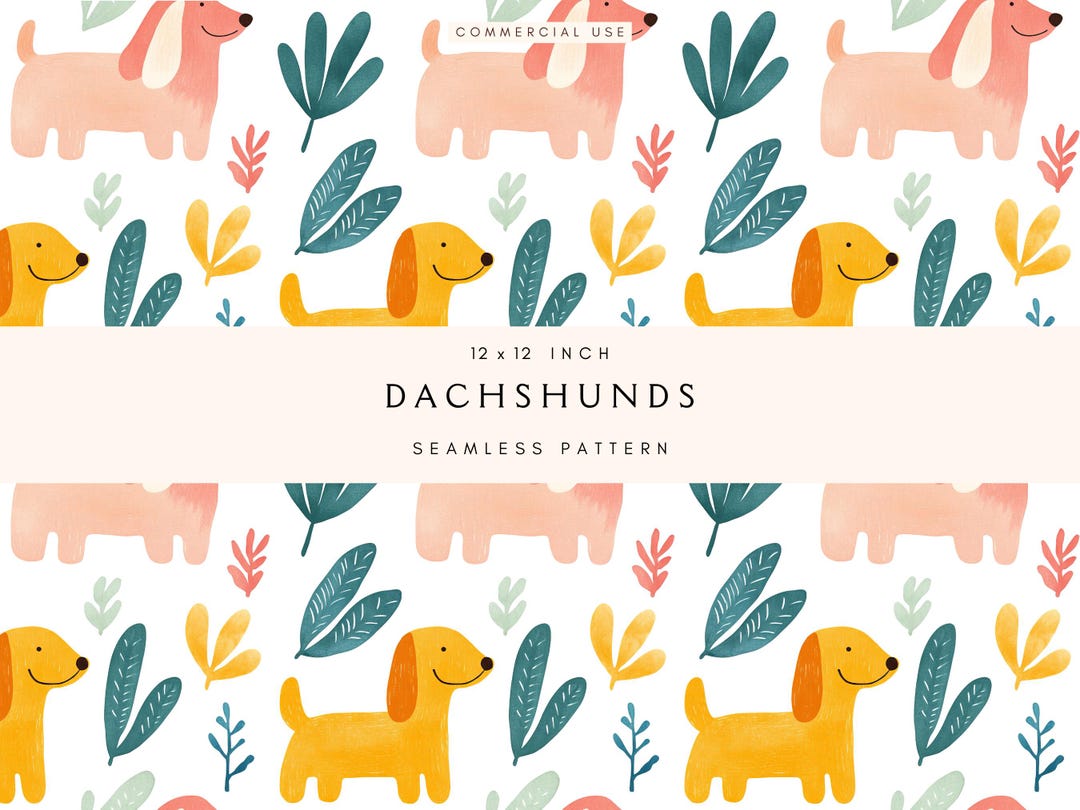 Cute Dachshund Seamless Pattern | Dog Pattern | Digital Paper for ...