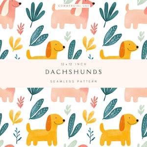 Cute Dachshund Seamless Pattern | Dog Pattern | Digital Paper for Crafts | Fabric Design | DIY Project | Pet Lover Gift | Commercial Use