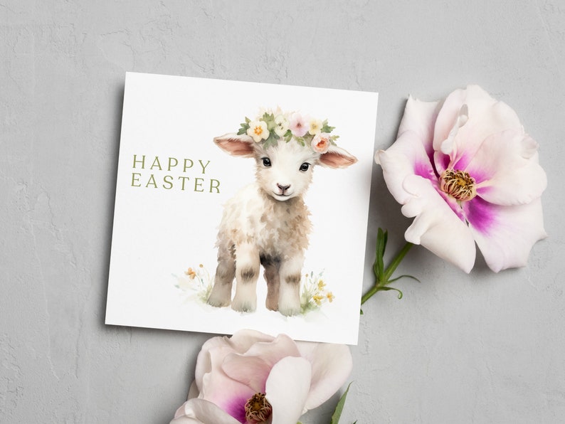 Easter Lamb Clipart Watercolor Spring Florals Vintage Easter Png Cute Lamb Junk Journal Lamb Clip Art Graphics Paper Crafts image 6