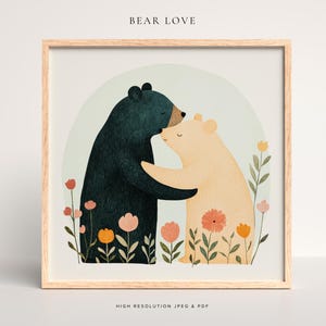 Kunst aan de muur kinderkamer beren | Decoratie kleine beer | Genderneutrale prints | Afdrukbaar | Digitaal | Meisjes | Jongenskamer | Schattige kinderkunstwerken | Clipart