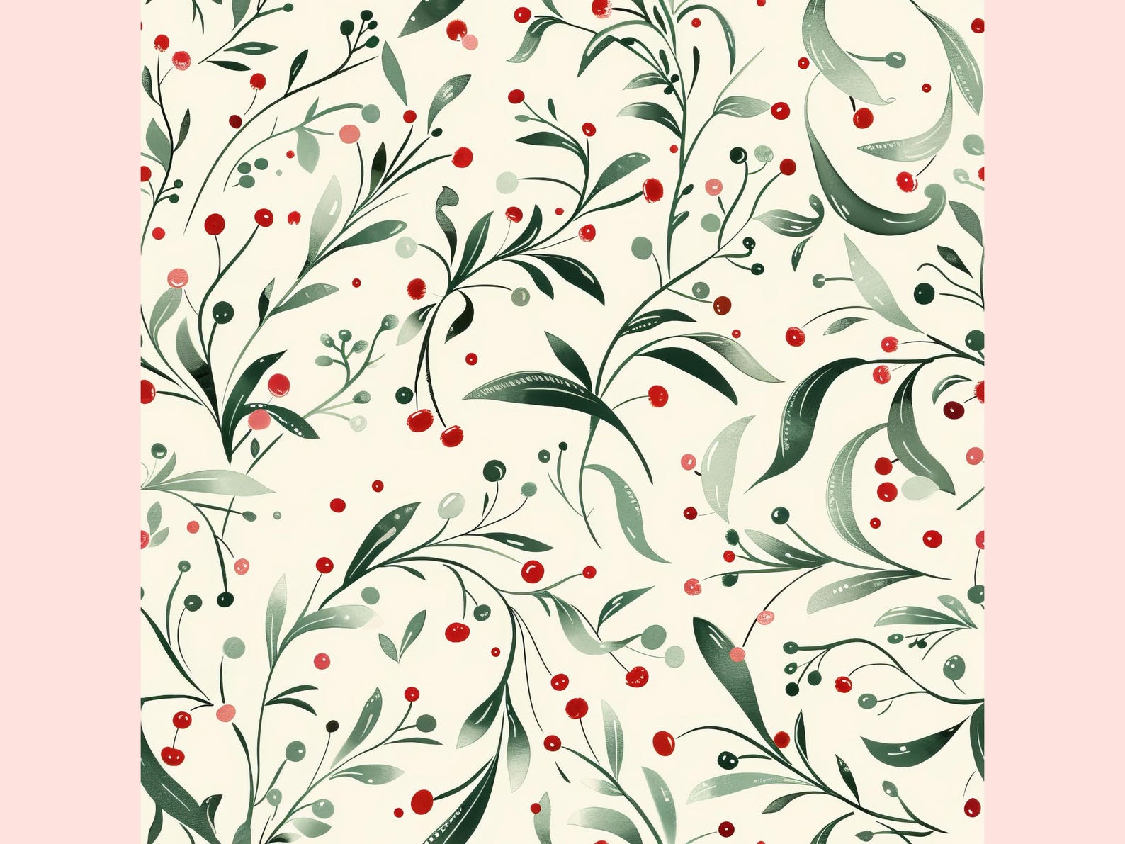 Holly Repeat Pattern Holly Seamless Pattern | Ditsy Christmas Design | Vintage Winter ...