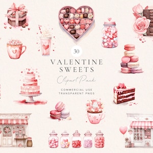 Saint-Valentin, Bonbons chocolats Clipart | Clipart chocolat aquarelle | Téléchargement instantané | Saint-Valentin | Clipart dessert | Clipart bonbons
