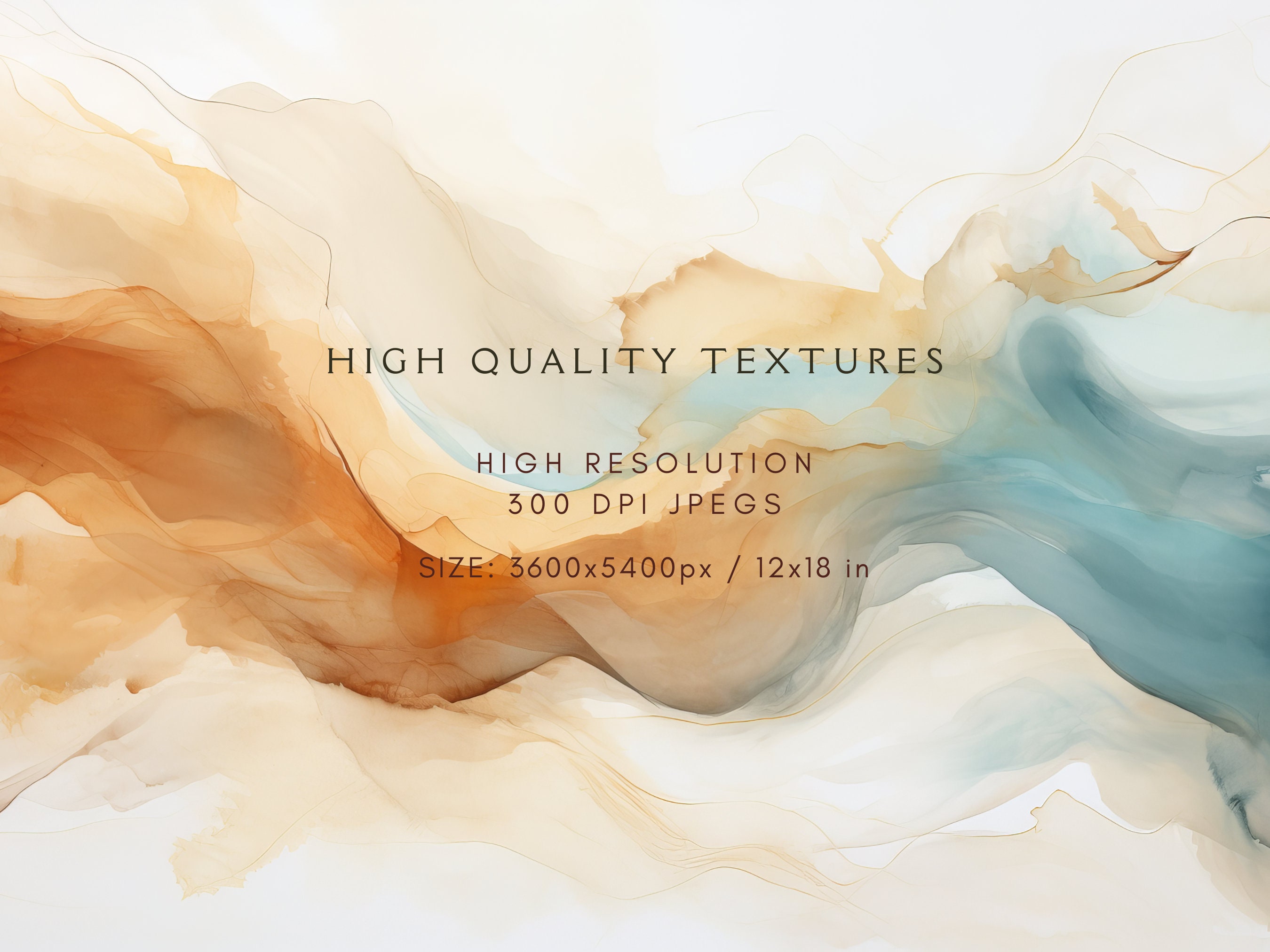 Watercolour Washes Pack Tan & Teal Clipart, Texture Background, Digital ...