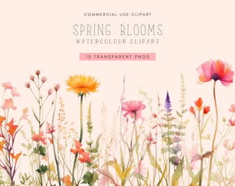 Watercolor Floral Border Clipart Bundle | Commercial Use | Floral Border Png | Image Border Clip Art | Digital | Wedding Flowers Frame