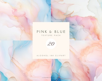 Alcohol Ink Watercolor Background | Pink Blue Gold Clipart | Fluid Backgrounds | Abstract Liquid | Digital Paper | Journal | Commercial Use