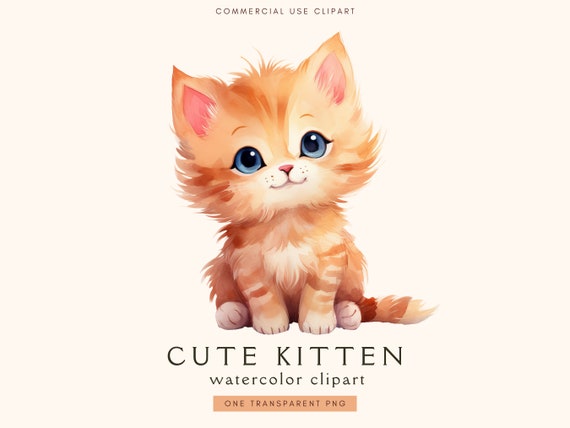 Cute Kitten Watercolor Clipart | Funny Cat Png | Transparent Png | Cat Lovers | | Baby Shower | Sublimation | Cute Cat | Commercial Use