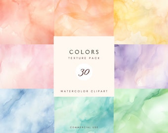 Watercolour Washes Pack Multi Colors Clipart, Texture Background, Digital Paper Pack, Scrapbooking, Card, Commercial use, Instant Download