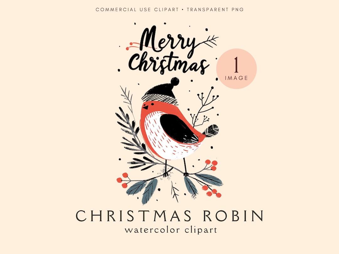 Christmas Robin Clipart | Cute Bird | High Quality PNG | Card Making ...