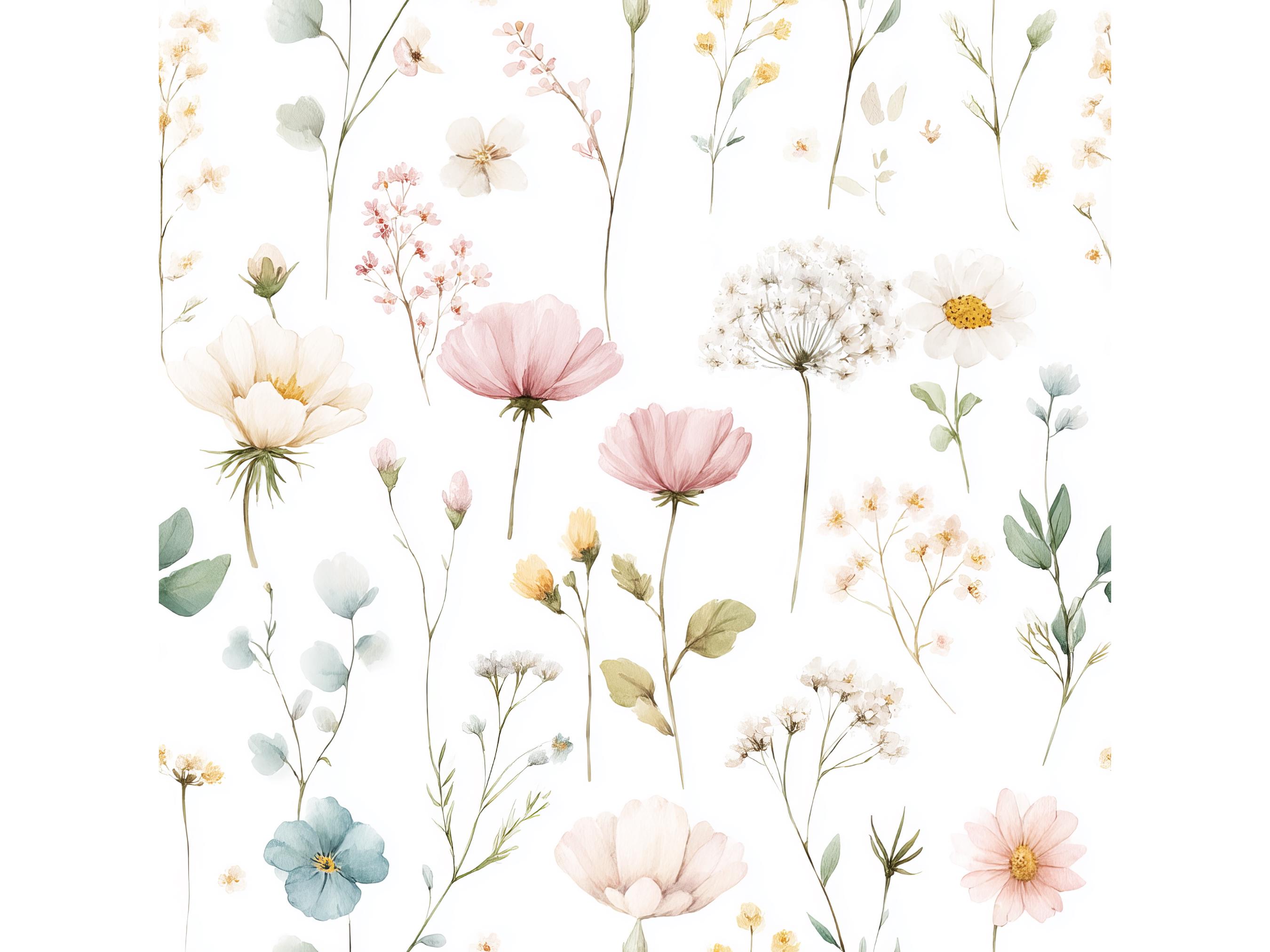 Wildflowers Pastels Seamless Pattern | Boho Flowers | Digital Paper for ...