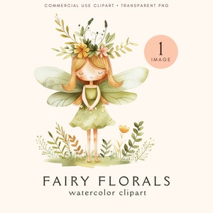 Fee Blumen Clipart | Feengarten Png | Märchen Clipart | Zaubergarten I Frühling | Niedliches Feenwald | Märchen | Grün | Blumenmuster