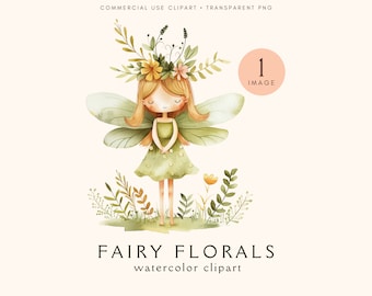 Fairy Florals Clipart | Fairy Garden Png | Fairy Tale Clipart | Enchanted Garden I Spring | Cute Fairy Forest | Fairytale | Green | Florals