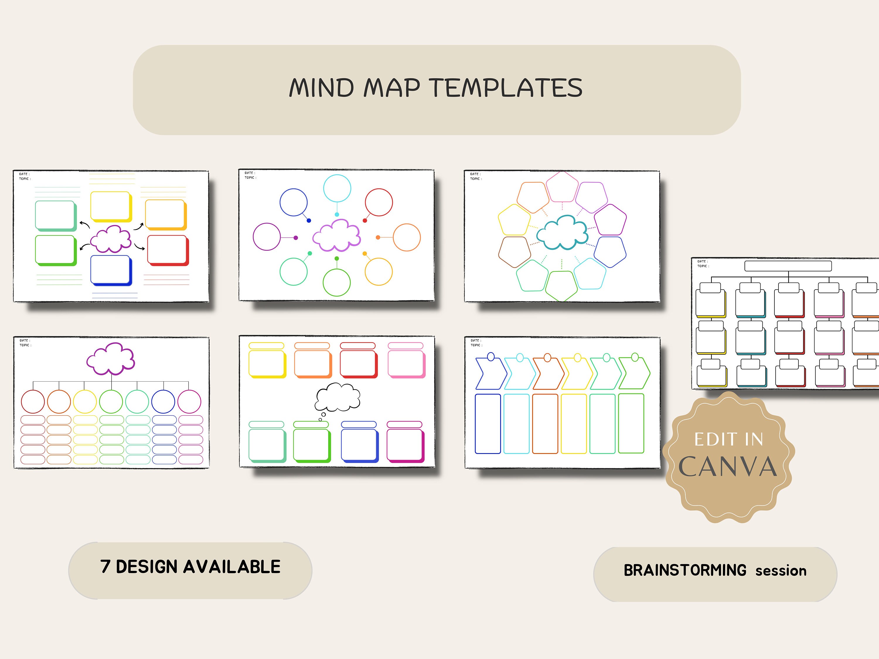 Printable Mind Map Planner | Brainstorm Template (digital Download) - Etsy