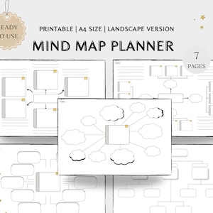 Printable Mind Map Planner |   Brainstorm | Idea Map | Diagram Notes | Mind Map Template | Brain Dump | Concept Map | Study Guide