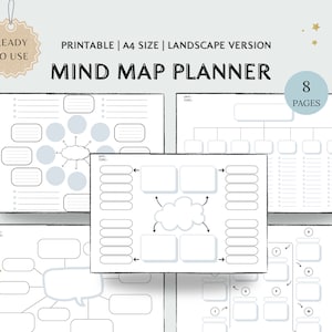 Printable Mind Map Planner | Brainstorming Ideas | Brain Dump | Study Guide | Note Taking | Mind Map Template | Concept Note Taking Diagram