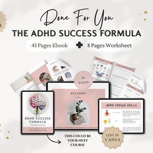 ADHD Success Formula | Done For You Ebook & Worksheet for ADHD Coach, Life Coach, Wellness Coach | Meditation Coach