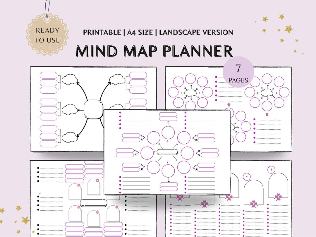 Printable Mind Map Planner | Brainstorming Template (A4) - Etsy