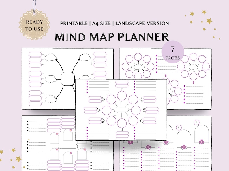Printable Mind Map Planner | Brainstorming Template (A4) - Etsy