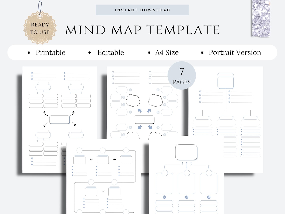 Printable Mind Map Planner | Brainstorming Ideas | Brain Dump | Study ...