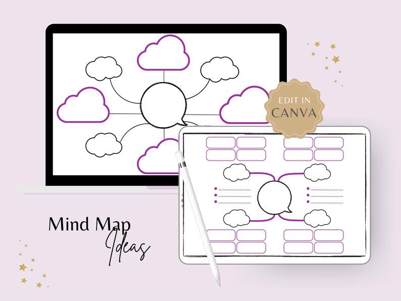Printable Mind Map Template | Brainstorming, Study Aid (digital ...