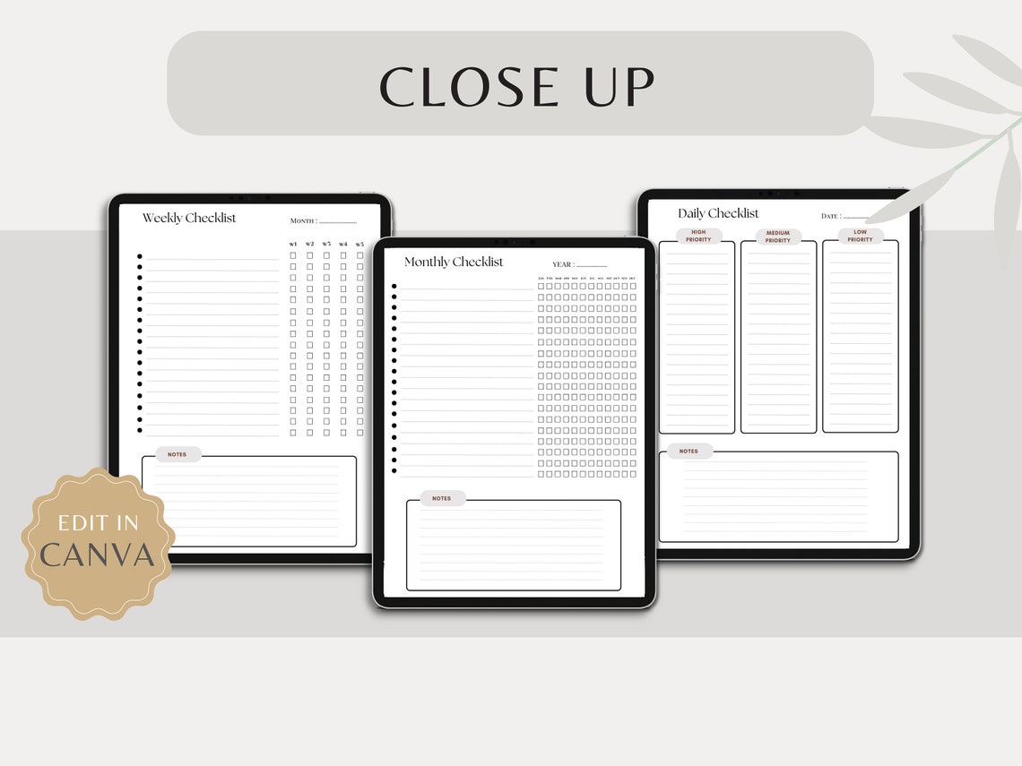 Printable Daily, Weekly, Monthly Checklists Task List Priorities Blank ...