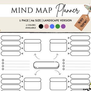 Printable Mind Map Planner | Brainstorming Ideas | Brain Dump | Study Guide | Note Taking | Mind Map Template | Concept Note Taking Diagram