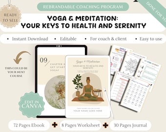 Yoga & Meditation Coaching Program | Rebrandable Workbook (Canva)