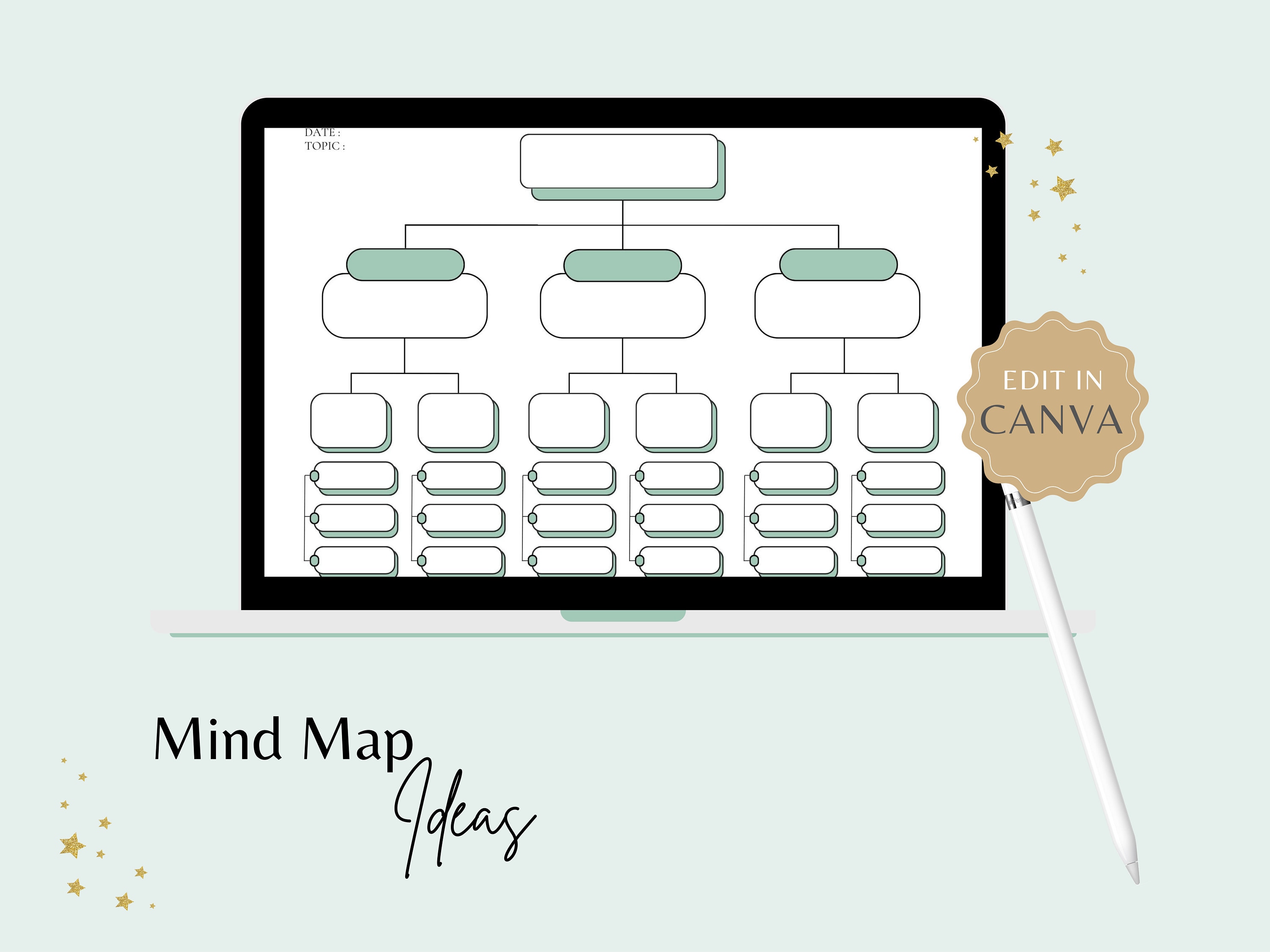 Printable Mind Map Template | Brainstorming, Study Guide (digital ...